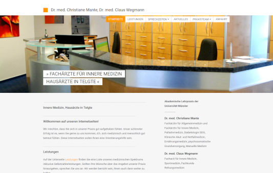 Praxishomepage Dr. med. Christiane Mante und Dr. med. Claus Wegmann