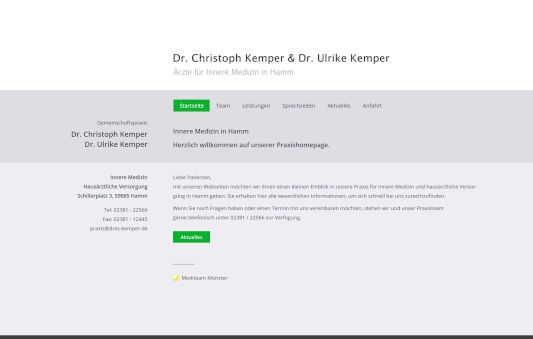 Praxishomepage Dres. Kemper